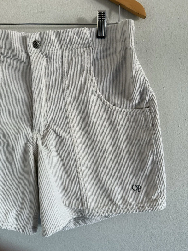 Pantalones Cortos De Colección Años 80 90 Ocean Pacific OP Crema Marfil Pana 34 (32) Ropa de Surf Retro Foto 2 de 4
