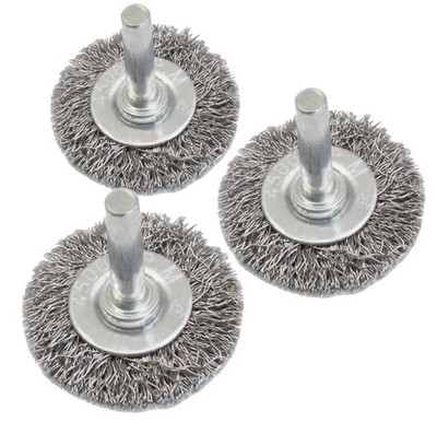 3x Drahtbürste Scheibenbürste 65mm Stahl Rundbürste Bohrmaschine gewellt Bürsten