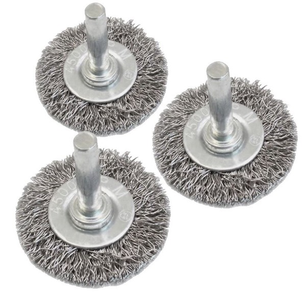 3X DrahtbüRste ScheibenbüRste 75Mm Stahl RundbüRste Bohrmaschine Gewellt BüRsten-image
