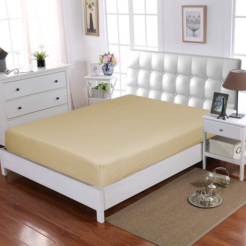 Hotel Quality Satin Stripe Fitted Sheet 100% P Cotton Double Bed Mattress Cover - Picture 44 of 44
