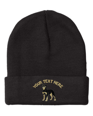 Your Text Here Custom Rottweiler Embroidery Embroidered Beanie Skully Hat Cap
