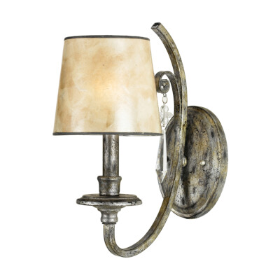 Wandleuchte Kristall Tropfen perlmutt Glimmerschirm meliert Blattsilber LED E14 60W