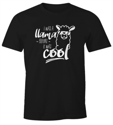 Herren T-Shirt I was a llama before it was cool Fun-Shirt Lama-Shirt