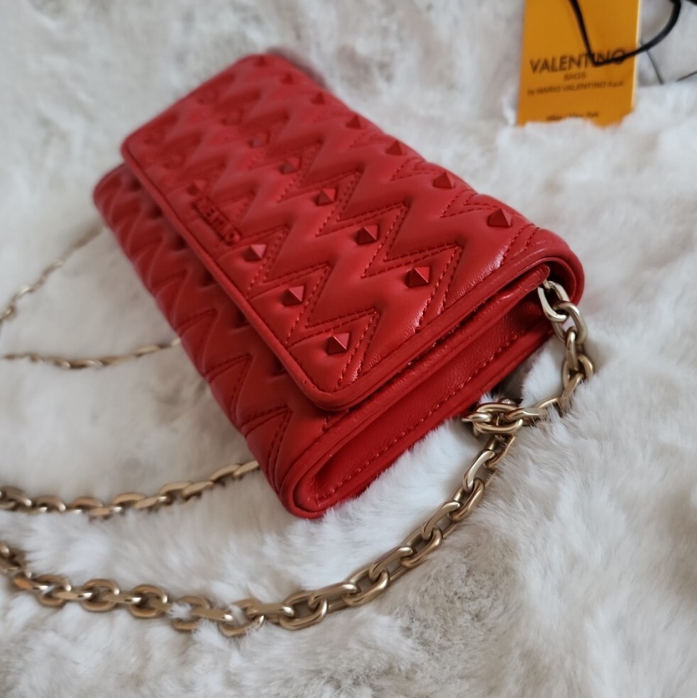 Mario Valentino ジップ付きカード入れ スマホショルダー Valentino “V” Logo Card Holder With Compact Mirror for phone