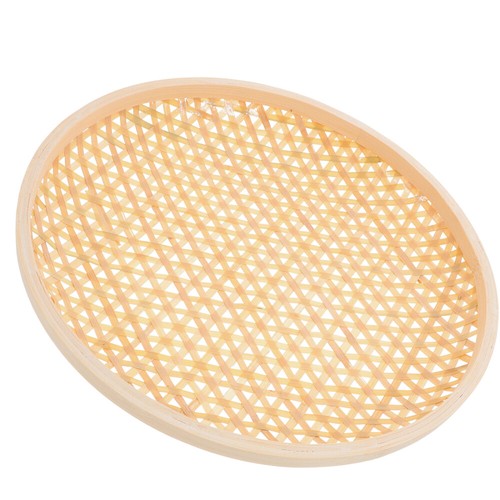 Bamboo Storage Basket Large Decorative Serving Tray Fruit Holder Round - Picture 2 of 12