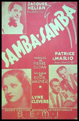 Alte Partitur, Samba-Samba - J.Hélian - Eddie Warner - Ed. S. E.M.I