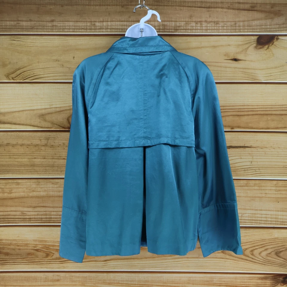 Emma James Jacket Womens Size 14 Shimmering Blue-Green Collared Buttons Pockets - Image 2 of 4