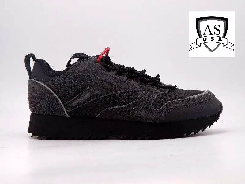 Reebok Classic Leather Ripple Trail Mens Size 4.5 Black Suede
