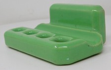 1920's Ceramic Toothbrush Holder Jadeite Green 4-slots Wall Mount Brush Tray VTG