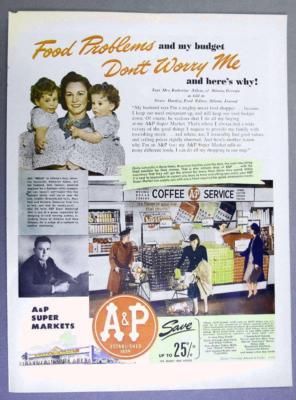 Orig 1944 A & P Ad Photo Endorsed The John & Katherine Askew Family, Atlanta GA