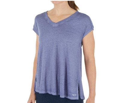 Calvin Klein Performance Short Sleeve V-Neck Gathered Back Top, Dusk Blue, M