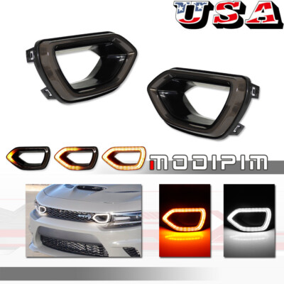 FOR 2015-2023 CHARGER R/T SCAT PACK SRT STYLE SWITCHBACK DRL DUAL LED MESH GRILL