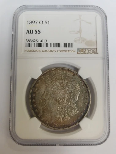 1897-O Morgan Silver Dollar NGC Graded AU 55 Details Cleaned 
