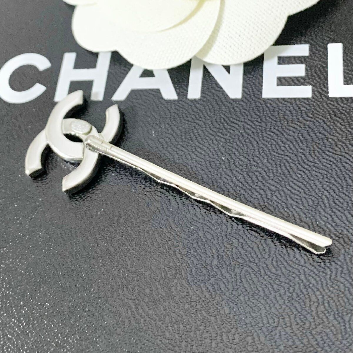 CHANEL Hairpin Coco Mark Multicolor Stone Silver Logo Hair CHANEL Hairpin Coco Mark Multicolor Stone Silver Logo Hair