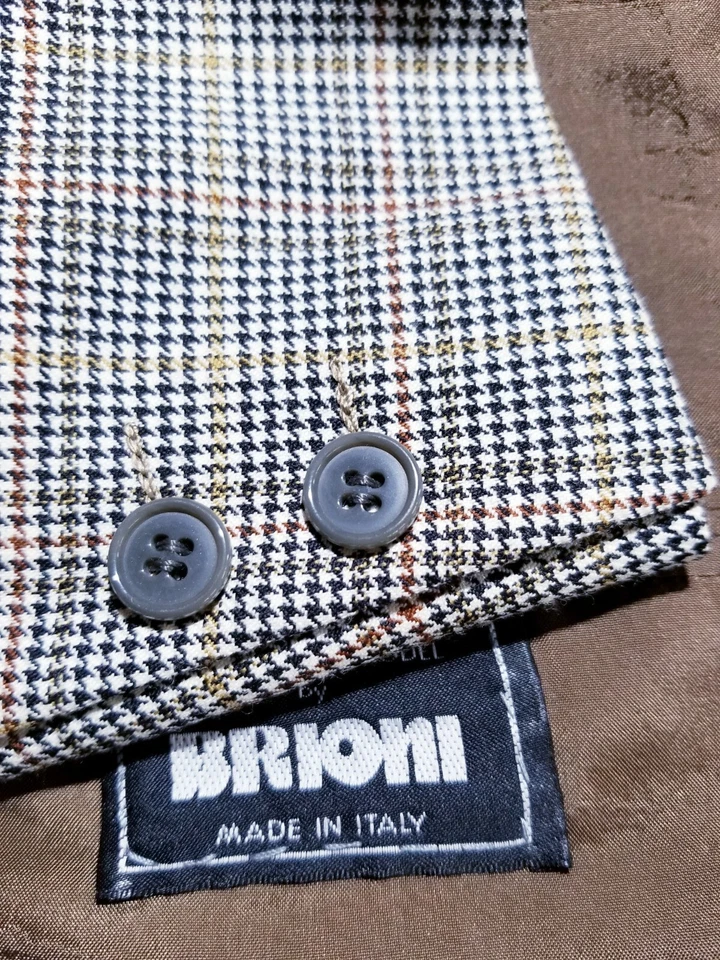 58 46L Brioni 橙色窗玻璃羊毛粗花呢运动外套西装外套夹克 — 第 4/4 张图片