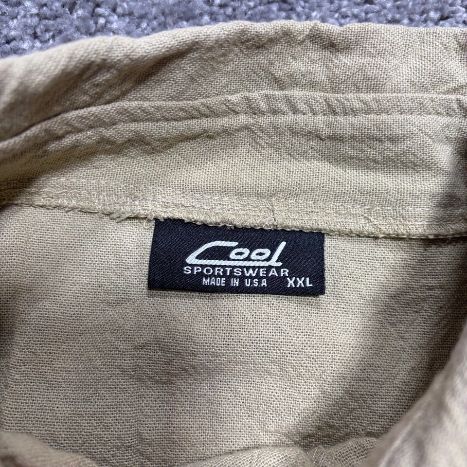 Vintage Key West Florida Button Camp Shirt Mens 2XL Tan Graphic Print Cotton USA - Image 3 of 4