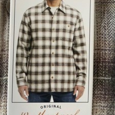 Weatherproof Vintage Men's Fleece Lined Plaid Flannel Shirt Jacket, Tan