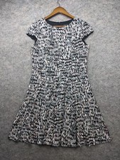 Jessica Howard Dress Womens 8 P Black Pink Printed Fit & Flare Cap Sleeve