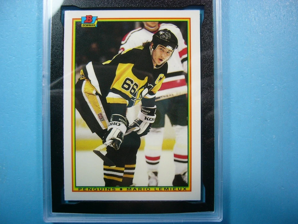 Tarjeta de hockey Bowman Tiffany NHL 1990/91 #204 MARIO LEMIEUX KSA 10 gemas como nueva 90/91 Foto 3 de 4