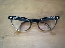Vintage American Optical AO Cat Eye Two Tone Eyeglasses Glasses Frames BLING