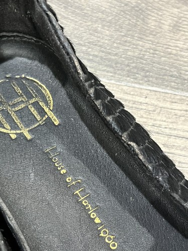 House of Harlow Kye Black Crocodile Flat Round Toe Calf Hair Shoe Women 7 EU 37 - Picture 9 of 9