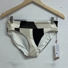 Calia Wide Banded High Leg Swim Bottoms Wavy Blocks Neutral WSA23414PRT New!