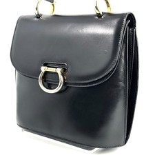 CELINE Gancini One Handle Double Flap Leather...