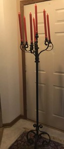 Vintage Black Gothic Wrought Iron Candelabra Floor Lamp 7 Candles