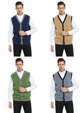 Men's Sweater Vest V Neck Button Cardigan Sleeveless Basic Knitted Work Casual