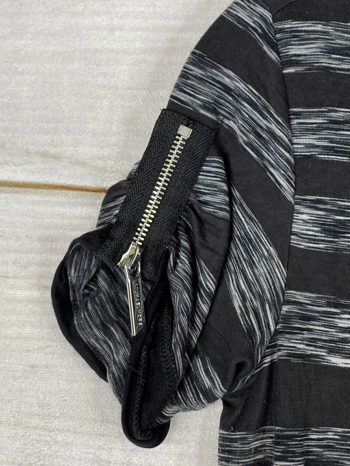 Michael Kors Maxi Abito Donna XS Nero Grigio Righe Zip Manica Corta Spacchi