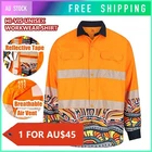 Hi-Vis Orange Work Wear Long Sleeve Shirt Unisex Design Fashion Pockets Safety