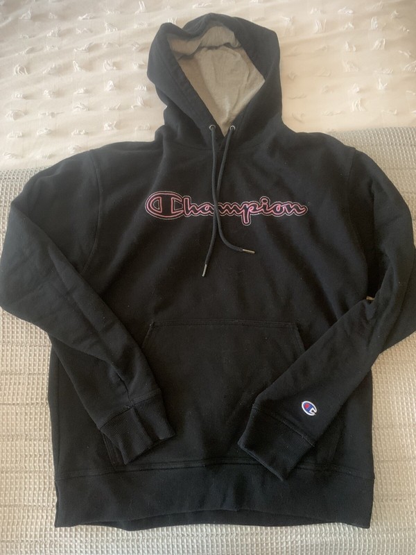 Champion Hoodie Womens (M)Black Pink Sweatshirt Hoodie