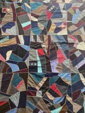 Amazing True Antique Crazy Quilt Top 70 x80 Hand Stitched Patchwork Wool Quilt