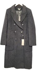 New Whistles Coat Womens Wool Blend Grey Double Breasted Size Uk 14