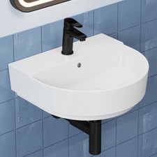 Aufsatz-Waschbecken Hänge-Waschtisch 50 cm Halbrund Waschplatz Nano-Beschichtung