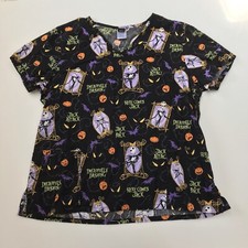 DISNEY NIGHTMARE BEFORE CHRISTMAS Jack Skellington Scrub Top shirt Black XL
