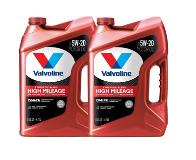10 Quarts High Mileage MaxLife Technology 5W-20 Synthetic Blend Motor Oil 2x5qt