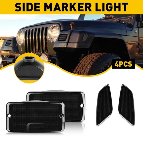 For 1997-2006 Jeep Wrangler TJ Smoke Bumper Signal Fender Side Marker Lights USA - Picture 5 of 12