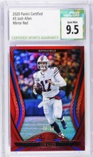 JOSH ALLEN 2020 PANINI CERTIFIED MIRROR RED #D /99 SSP CSG 9.5 GEM MINT BILLS #3