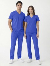 Scrubstar Unisex Core Essentials V-Neck Scrub Top Small Electric Blue