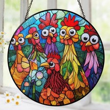 Peeping Rooster Stained Glass Suncatcher | Unique Gifts for Chicken Lovers