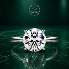 Klassischer 2 kt runder Brillantschliff Moissanit Solitär Verlobungsring 925 Silber