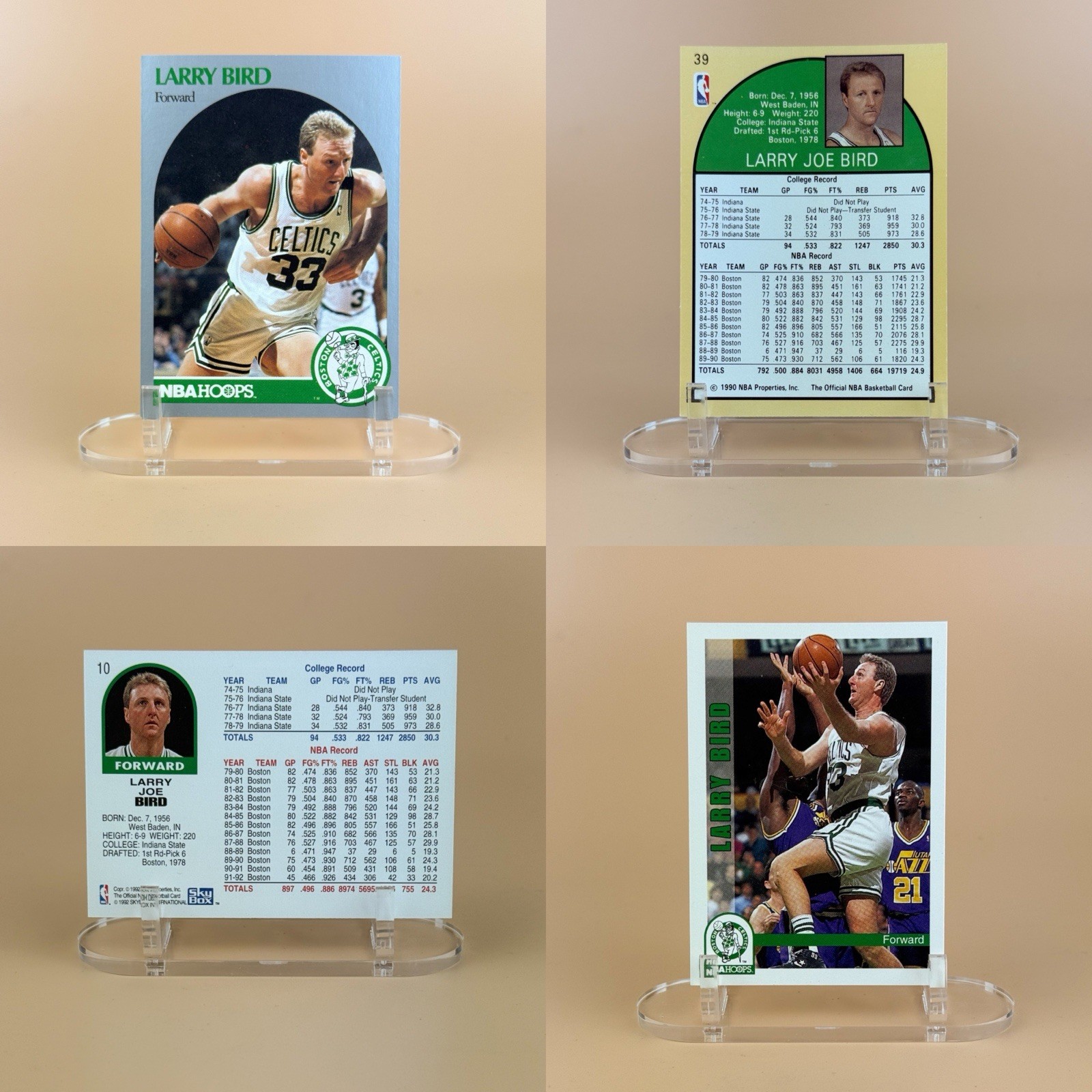 Larry Bird NBA Hoops Cards Lot (2) 1990-91 & 1992-93 Boston Celtics HOF Legend