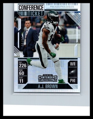 2024 Panini Contenders #81 A.J. Brown Conference Ticket #/99 Silver Eagles