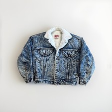Vintage Levis Denim Trucker Jacket Youth M Sherpa Lined 90s Kids Retro