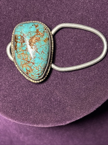 Vintage Navajo Large Sterling Silver Turquoise Key clip Bennett Pat Pend C-31 - Picture 5 of 5