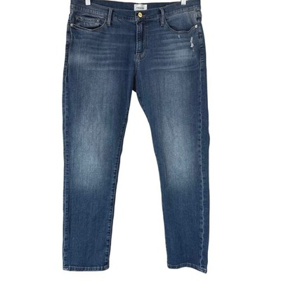 FRAME Le Garcon Jeans Mid-Rise Azure Wash Womens Size 33 Medium Wash