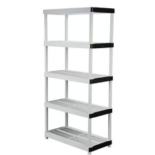 5-Tier Easy Assembly Multi-Purpose Plastic Garage Storage Shelving Unit in Gray