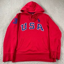 Polo Ralph Lauren Men  s Hoodie M Pullover Fleece Embroidered USA 3 Sweatshirt 