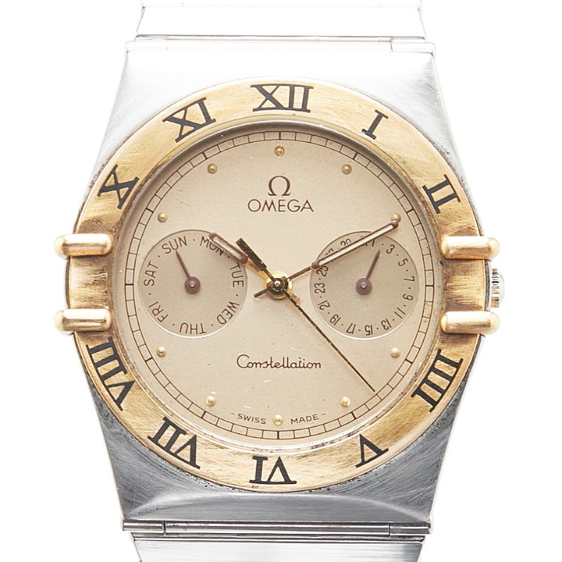 Omega Constellation Quartz Men’s Watch Gold Dial Stainless Steel Used From Japan